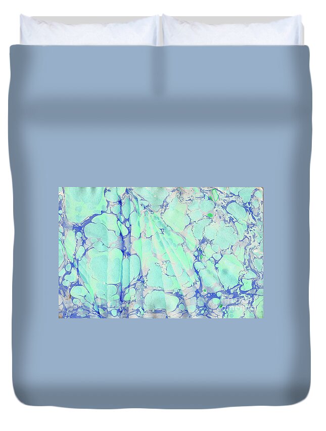 Water Marbling Duvet Cover featuring the painting Blue Wave #3 by Daniela Easter