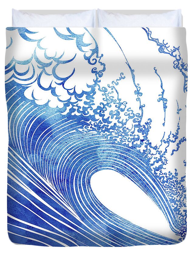 Swell Duvet Cover featuring the mixed media Blue Wave by Stevyn Llewellyn