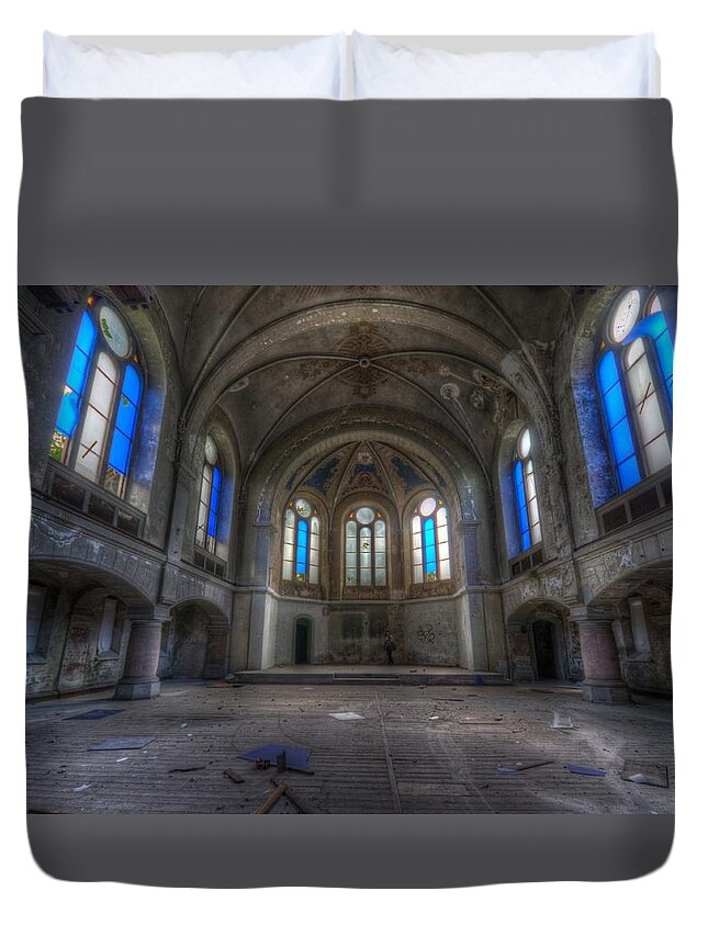 German Duvet Cover featuring the photograph Blue windows by Nathan Wright