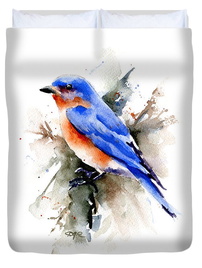 Bluebird Duvet Cover featuring the painting Bluebird by David Rogers