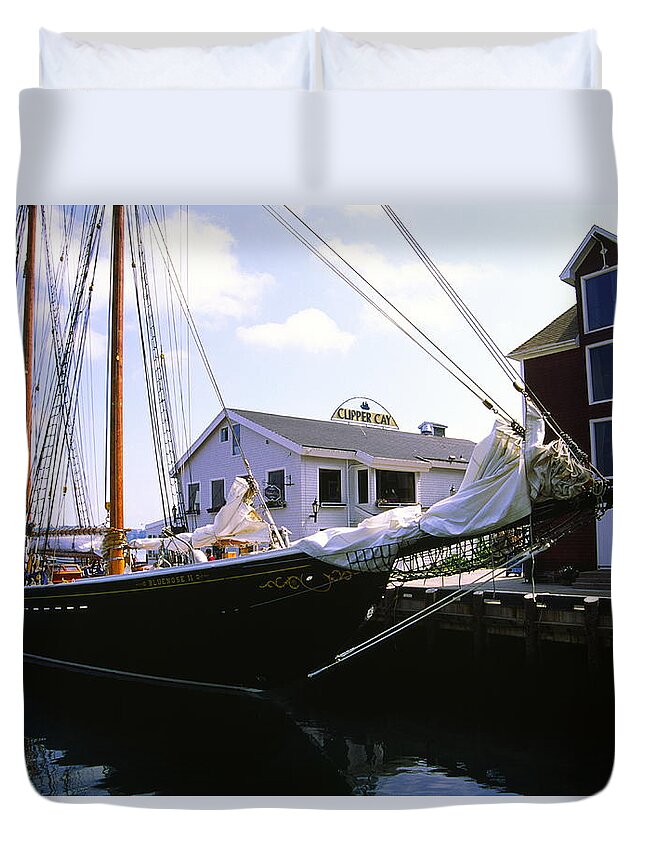 Bluenose Duvet Cover featuring the photograph Bluenose II at Historic Properties Halifax Nova Scotia by Gary Corbett