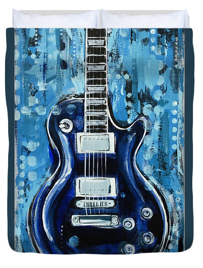 Blues Duvet Cover featuring the painting Blues Guitar by John Gibbs