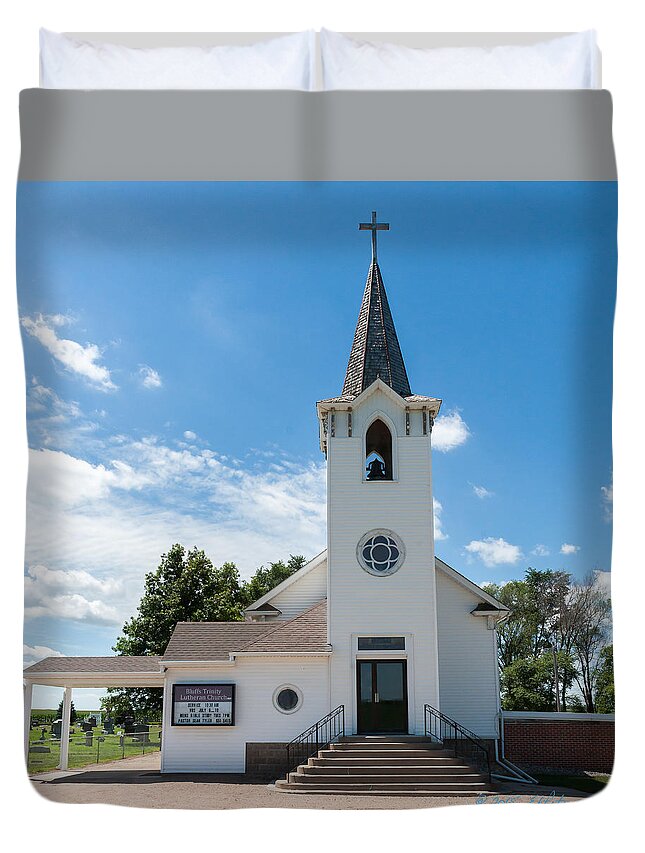 Churches Duvet Cover featuring the photograph Bluffs Trinity Lutheran Church by Ed Peterson