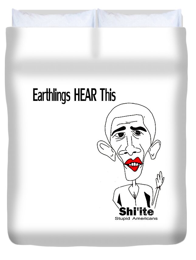 Obama Duvet Cover featuring the painting BO knows Earthlings by James and Donna Daugherty