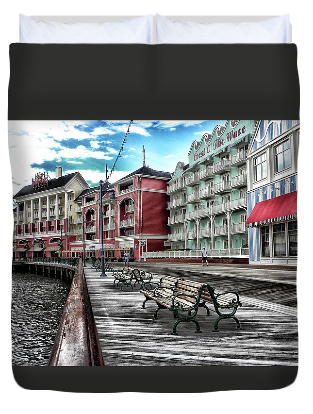 Boardwalk Duvet Cover featuring the photograph Boardwalk Early Morning MP by Thomas Woolworth