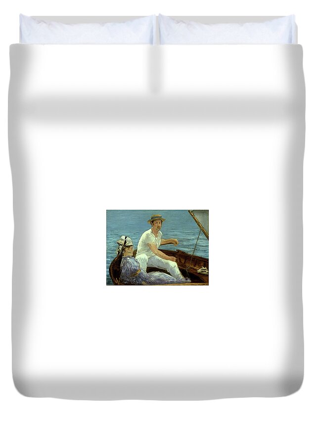 Boating Duvet Cover featuring the painting Boating by MotionAge Designs