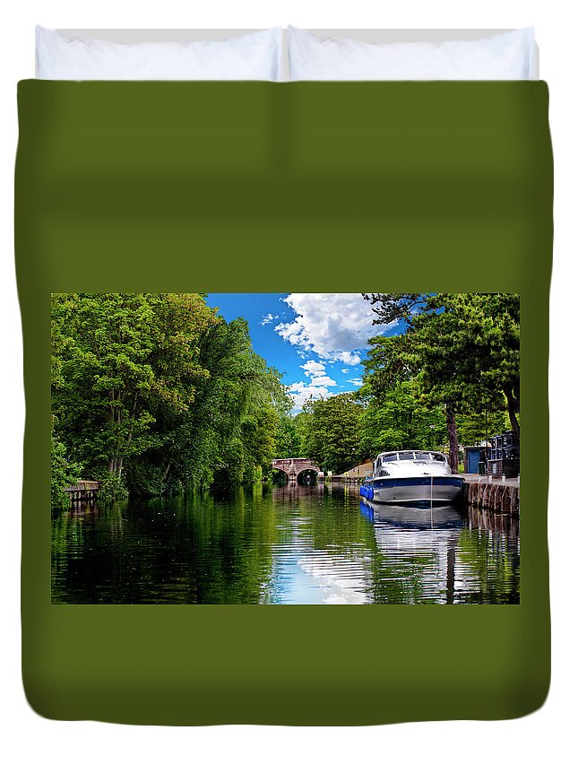 Boat Duvet Cover featuring the photograph Boats in Norwich by Meirion Matthias
