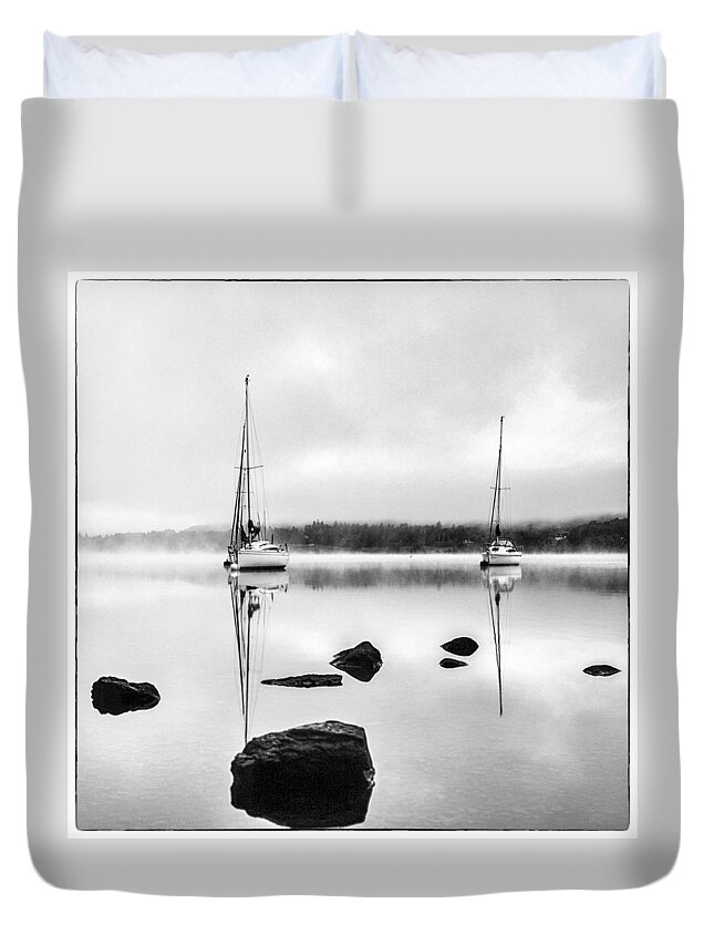 English Duvet Cover featuring the photograph Boats on Ullswater in the Lake District by Neil Alexander Photography