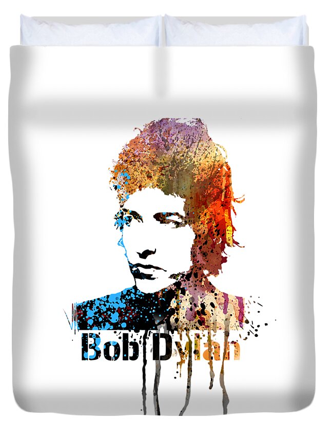Bob Dylan Duvet Cover featuring the painting Bob Dylan by Art Popop
