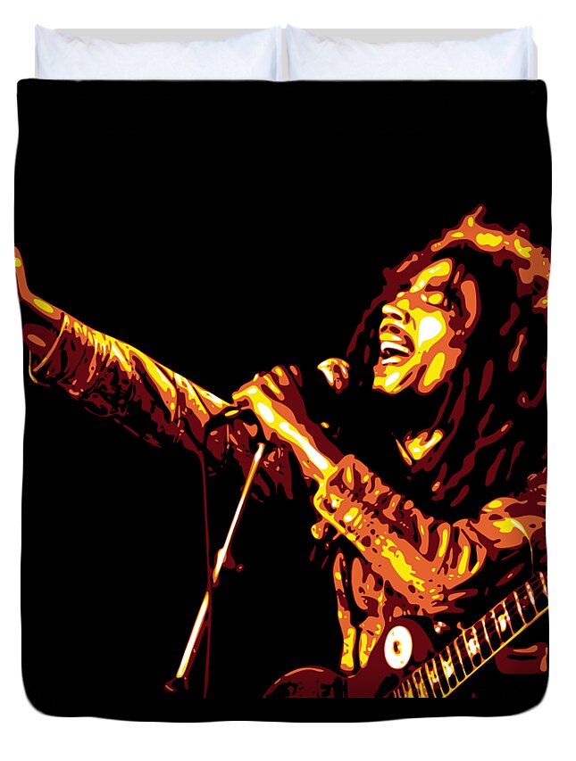 Bob Marley Duvet Cover featuring the digital art Bob Marley by DB Artist