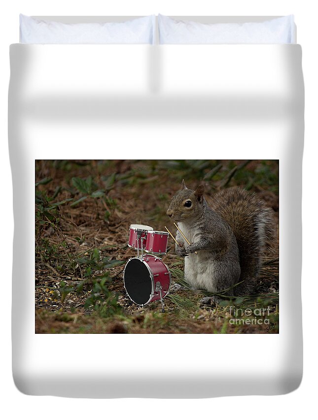 Drum Duvet Cover featuring the photograph Bob the Drummer by Sandra Clark
