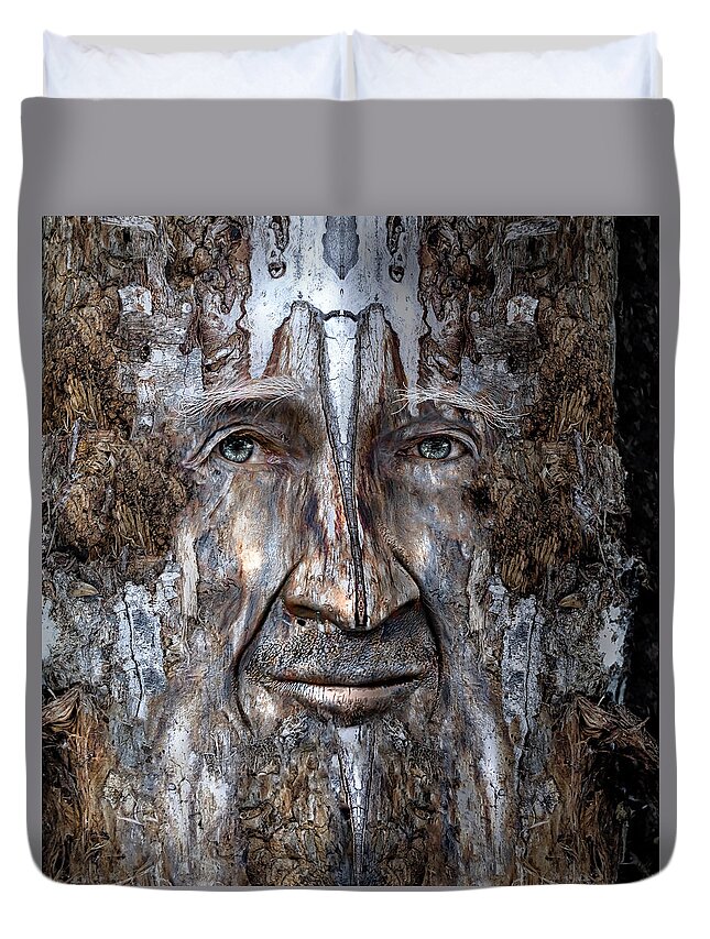 Wood Duvet Cover featuring the digital art Bobby Smallbriar by Rick Mosher