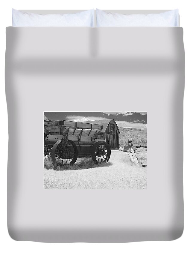Old Duvet Cover featuring the photograph Bodie CA - Praise the Lord and pass the ammunition by Alexandra Till