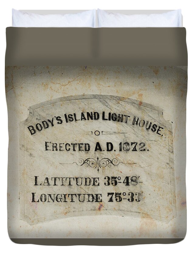 Bodie Duvet Cover featuring the painting Bodie Island sign before rename by Darrell Foster
