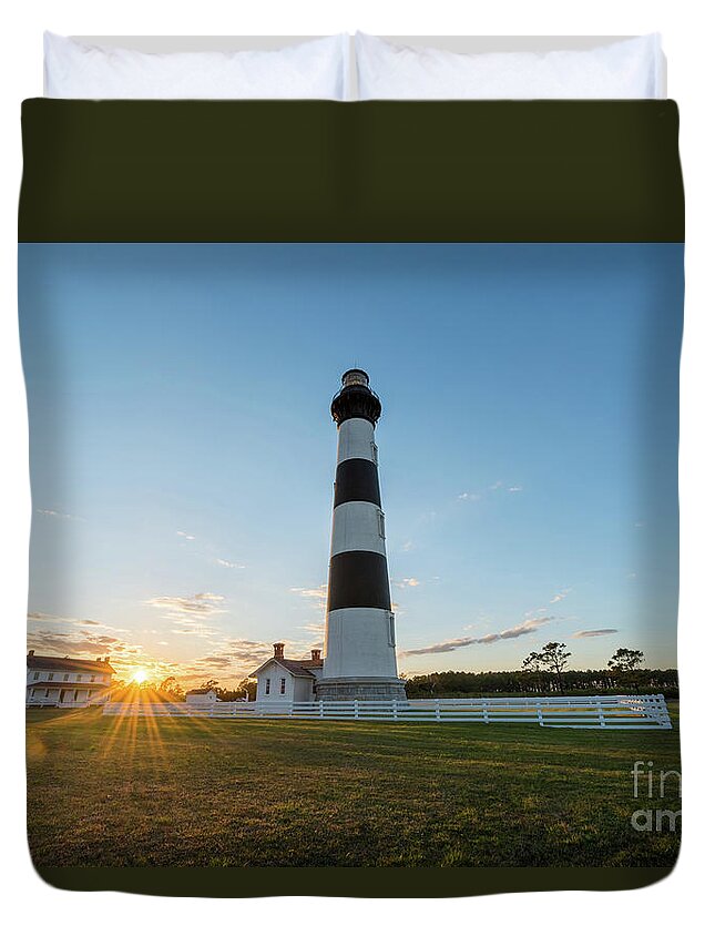 Bodie Island Lighthouse Duvet Cover featuring the photograph Bodie Island Sunset by Michael Ver Sprill