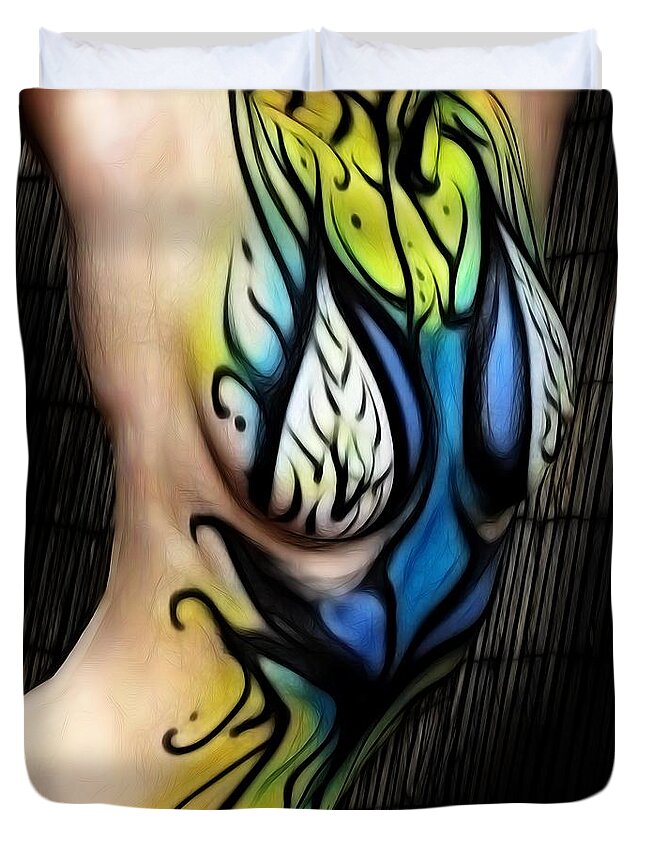 Fantasy Duvet Cover featuring the painting Body Paint by Jon Volden