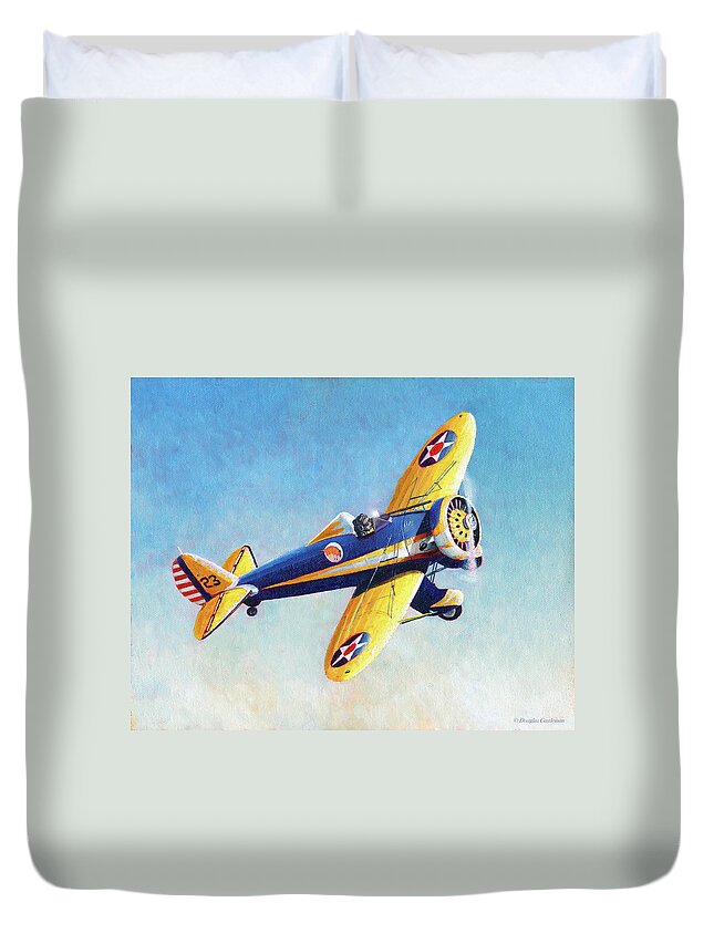 Aviation Art Duvet Cover featuring the painting Boeing P-26 Peashooter by Douglas Castleman