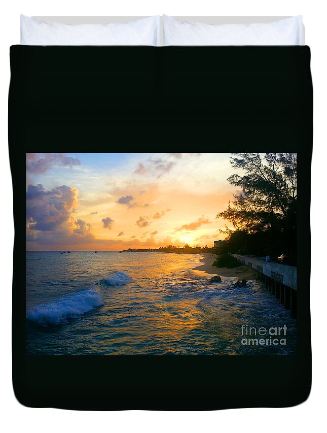 Tropical Duvet Cover featuring the photograph Boggy Sands Sunset by Jerome Wilson