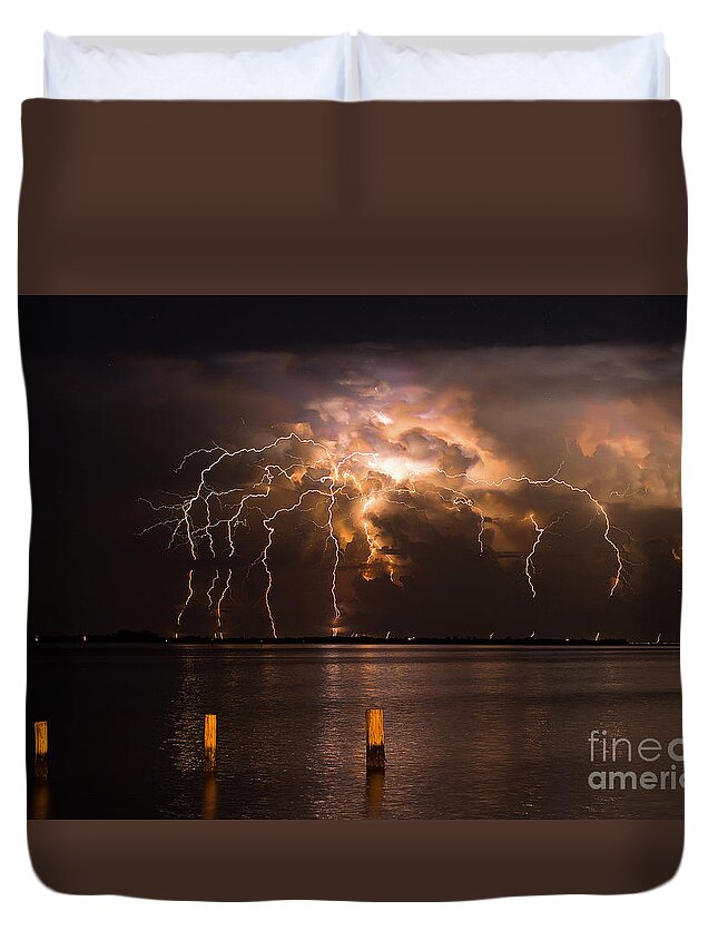 Lighting Duvet Cover featuring the photograph Boiling Energy by Quinn Sedam