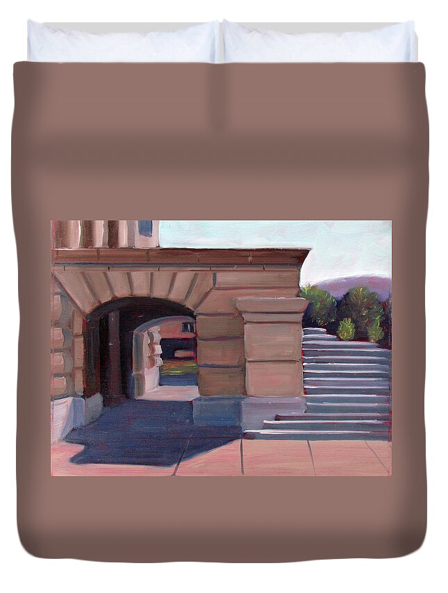Boise Duvet Cover featuring the painting Boise Capitol Building 04 by Kevin Hughes