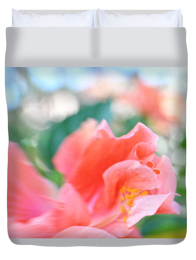 Flower Duvet Cover featuring the photograph Bokeh Hibiscus by Artful Imagery