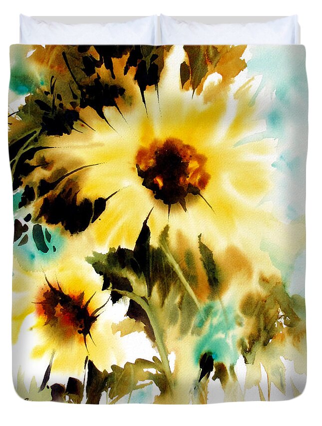 Flowers Duvet Cover featuring the painting Bold And Beautiful by Rae Andrews