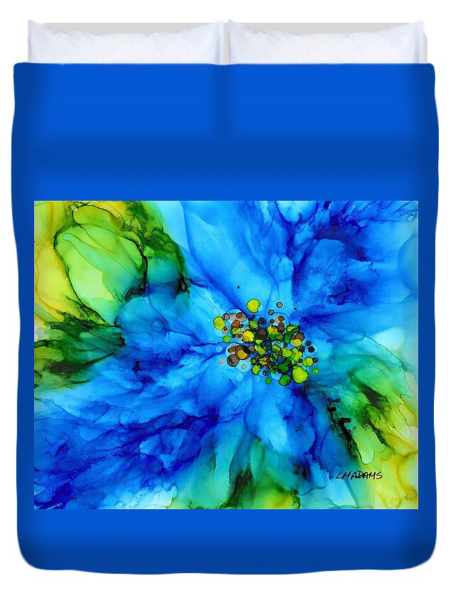 Painting Duvet Cover featuring the painting Bold and Blue by Louise Adams