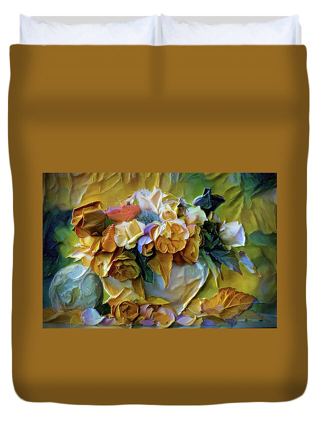Bold Bouquet Duvet Cover featuring the painting Bold Bouquet by Lilia S