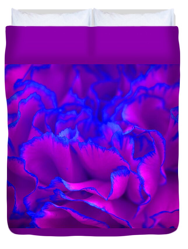 Bold Fuschia Pink And Blue Carnation Flower Duvet Cover For Sale