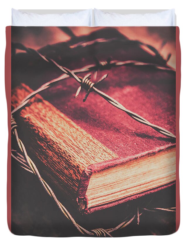 Bible Duvet Cover featuring the photograph Book of secrets, high security by Jorgo Photography
