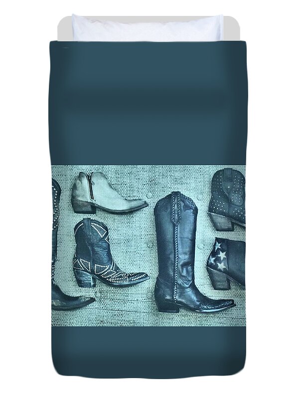 Boots Duvet Cover featuring the photograph Boots by Allen Sign in Austin Texas by Janette Boyd