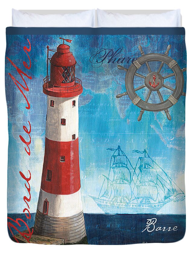 Coastal Duvet Cover featuring the painting Bord de Mer by Debbie DeWitt