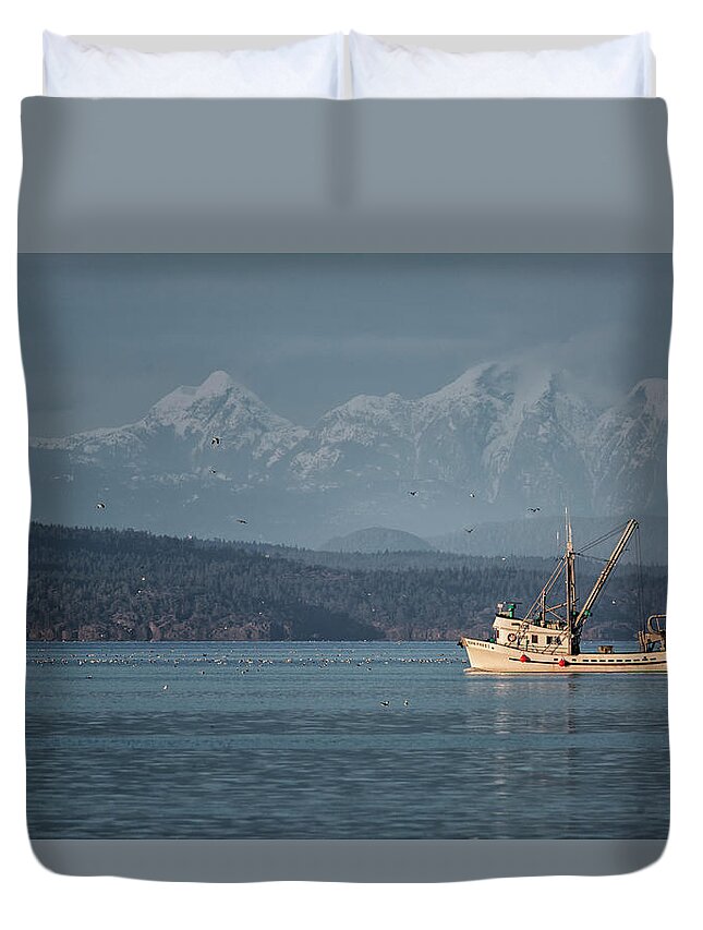 Fishing Boat Duvet Cover featuring the photograph Born Free by Randy Hall