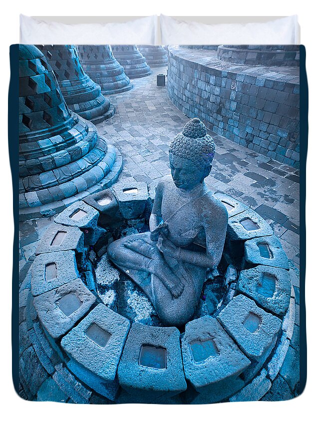Ancient Duvet Cover featuring the photograph Borobudur Temple by Luciano Mortula