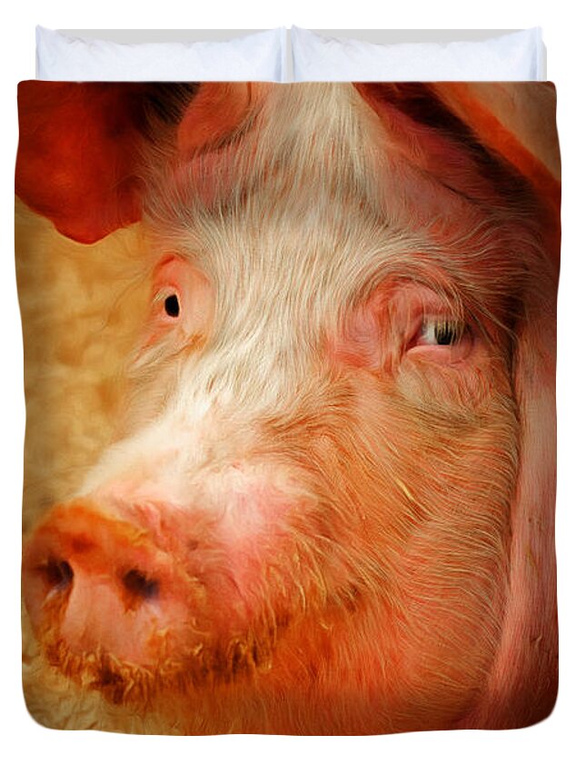 Wingsdomain Duvet Cover featuring the photograph Boss Hog Painterly 20170922 by Wingsdomain Art and Photography