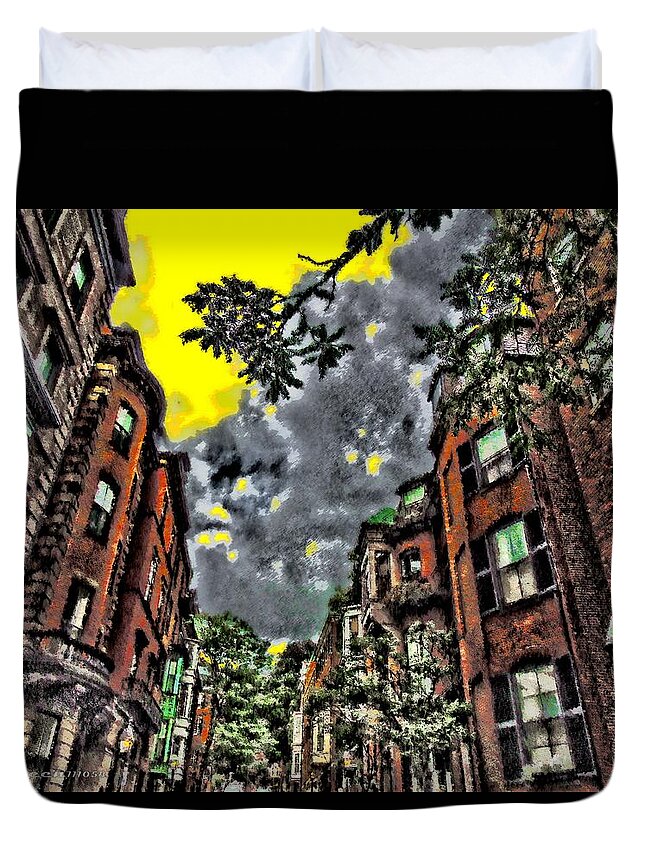 Colonial Duvet Cover featuring the digital art Boston Street by Vincent Green