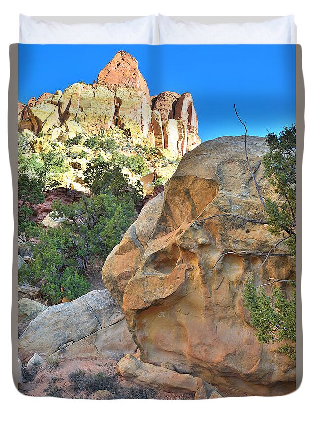 Grand Staircase Escalante National Monument Duvet Cover featuring the photograph Boulder Castle by Ray Mathis