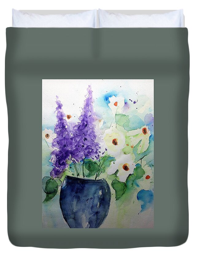 Flowers Duvet Cover featuring the painting Bouquet 6 by Britta Zehm
