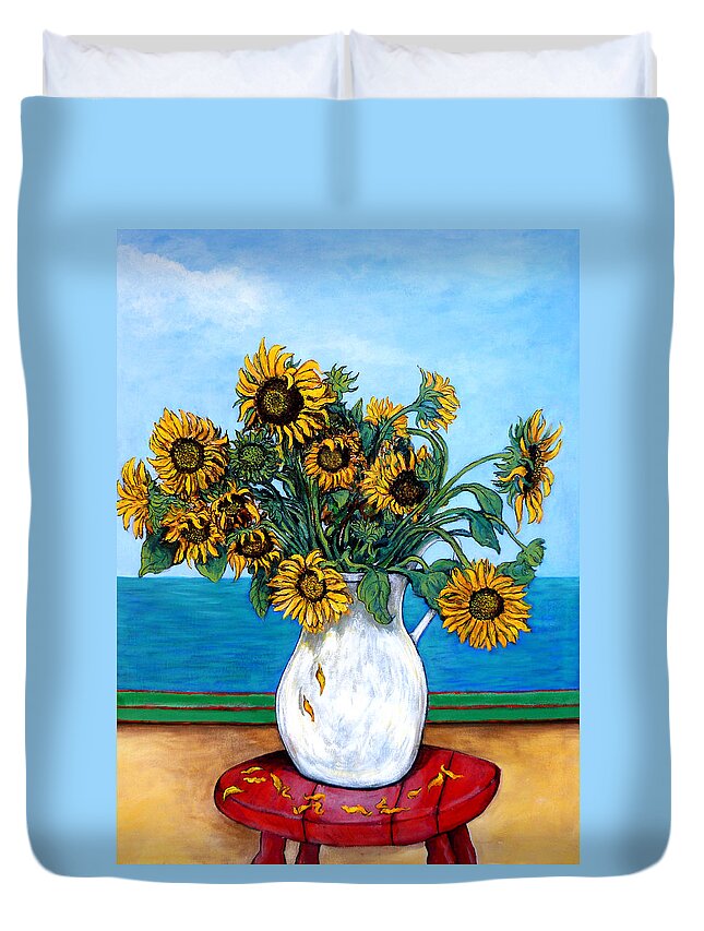 Sunflowers Duvet Cover featuring the painting Bouquet of Beauty by Tom Roderick