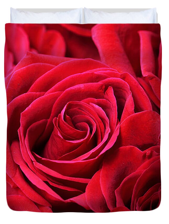 Roses Duvet Cover featuring the photograph Bouquet of Red Roses by Peggy Collins
