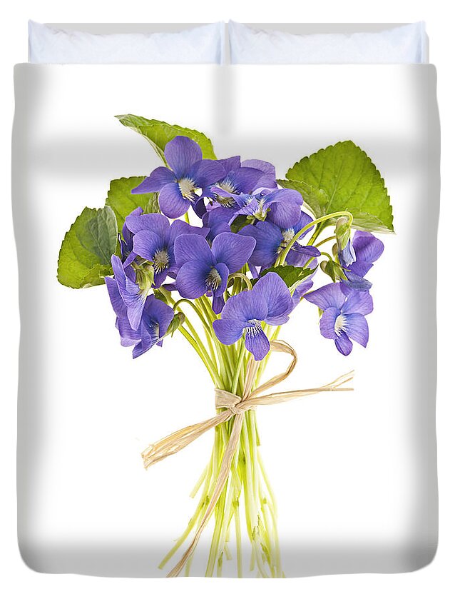 Bouquet Duvet Cover featuring the photograph Bouquet of violets 2 by Elena Elisseeva