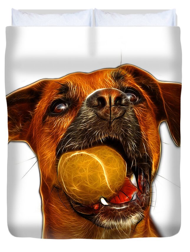 Dog Duvet Cover featuring the digital art Boxer Mix Dog Art - 8173 - WB by James Ahn