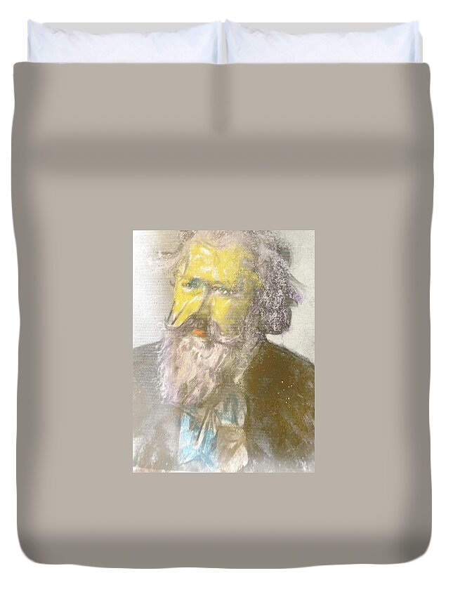 Brahms Duvet Cover featuring the drawing Brahmsabilly Roy Study by Bencasso Barnesquiat