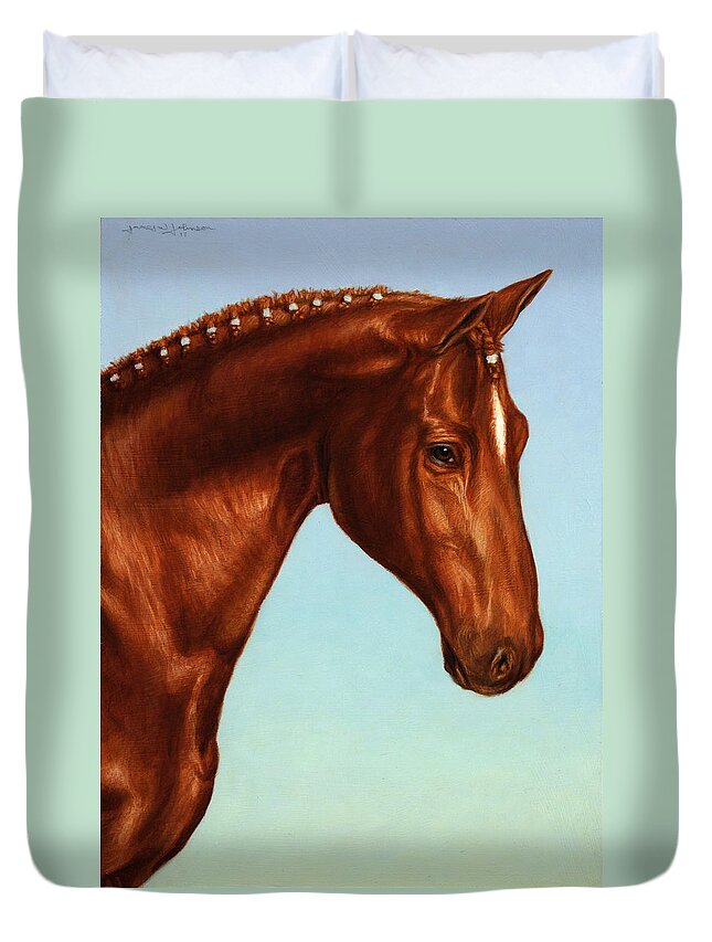 Horse Duvet Cover featuring the painting Braided by James W Johnson