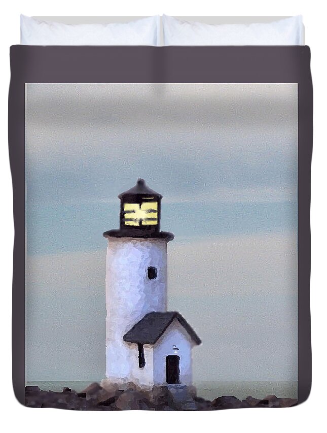 Nantucket Duvet Cover featuring the digital art Brant Point Impression by Lin Grosvenor