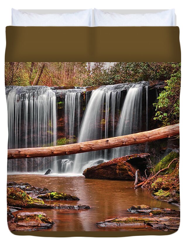 Waterfalls Duvet Cover featuring the photograph Brasstown Falls 002 by George Bostian