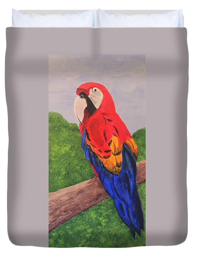 Brazil Duvet Cover featuring the painting Brazilian Parrot by Nancy Sisco