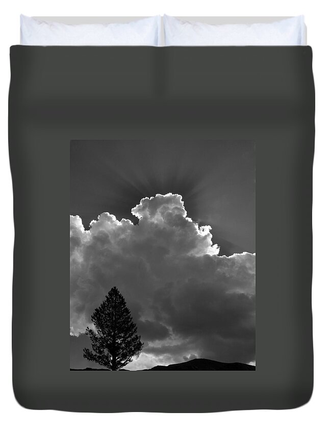 Black & White Duvet Cover featuring the photograph Breaking Out by Sandra Bronstein