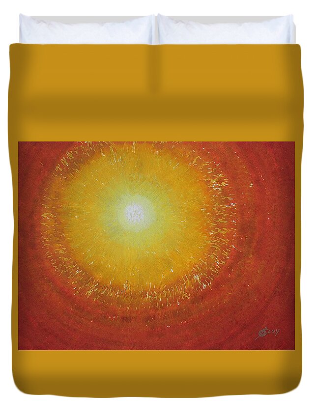 Sun Duvet Cover featuring the painting Breakthrough original painting by Sol Luckman