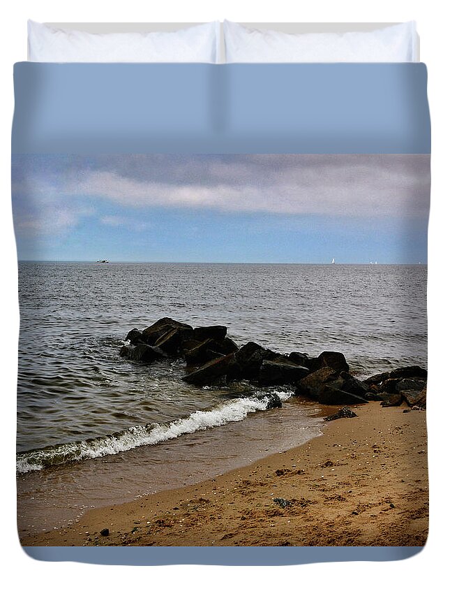 Chesapeake Bay Duvet Cover featuring the photograph Breakwaters by Kathi Isserman